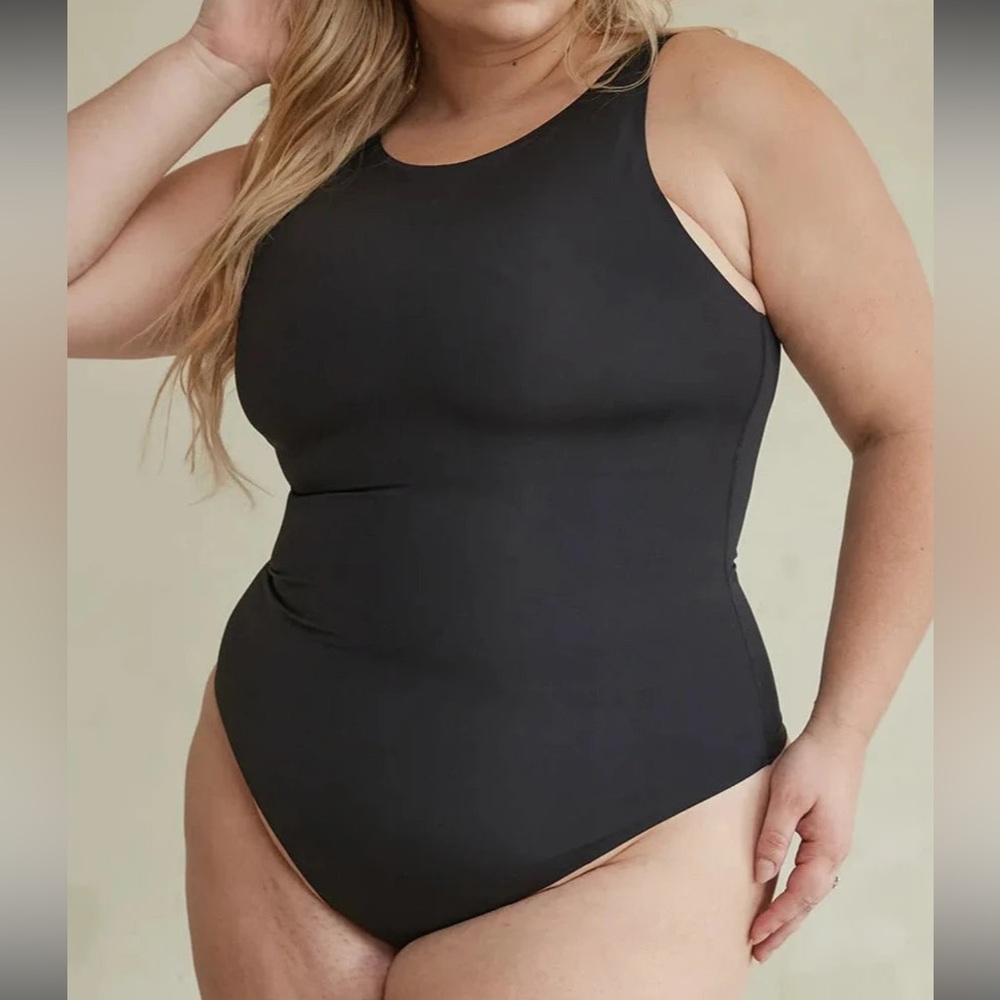 Brand New Pinsy Black High Neck Hourglass Shapewear Thong Bodysuit Size 1X